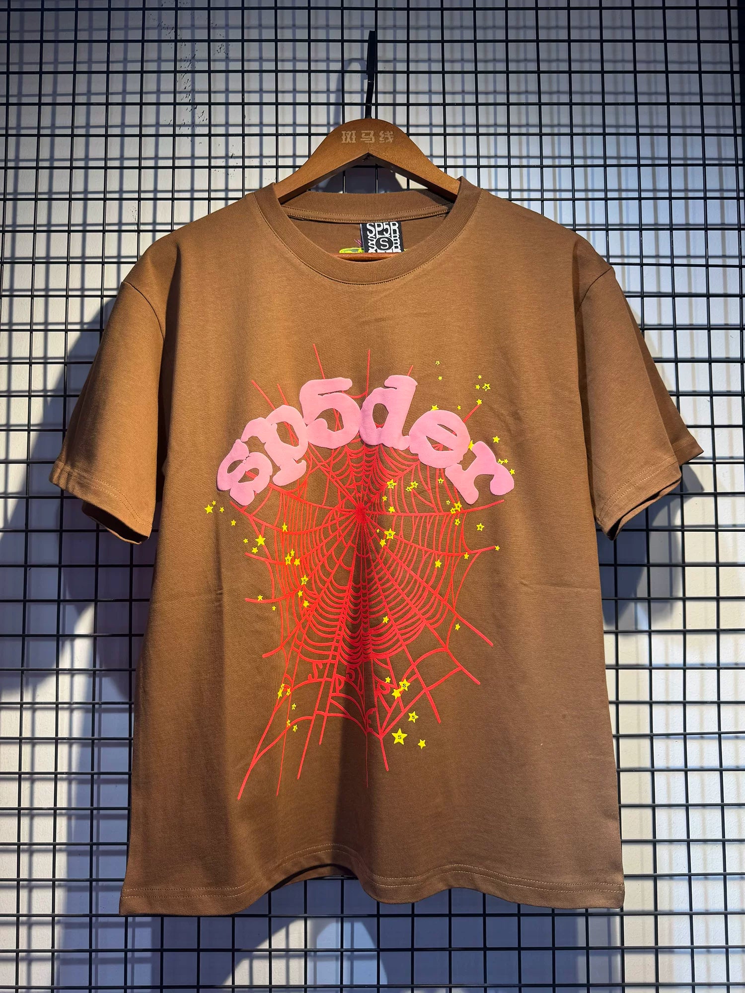 Sp5der European and American high street hip-hop trend brand unisex creative print summer loose cotton short sleeved T-shirt fog (4)