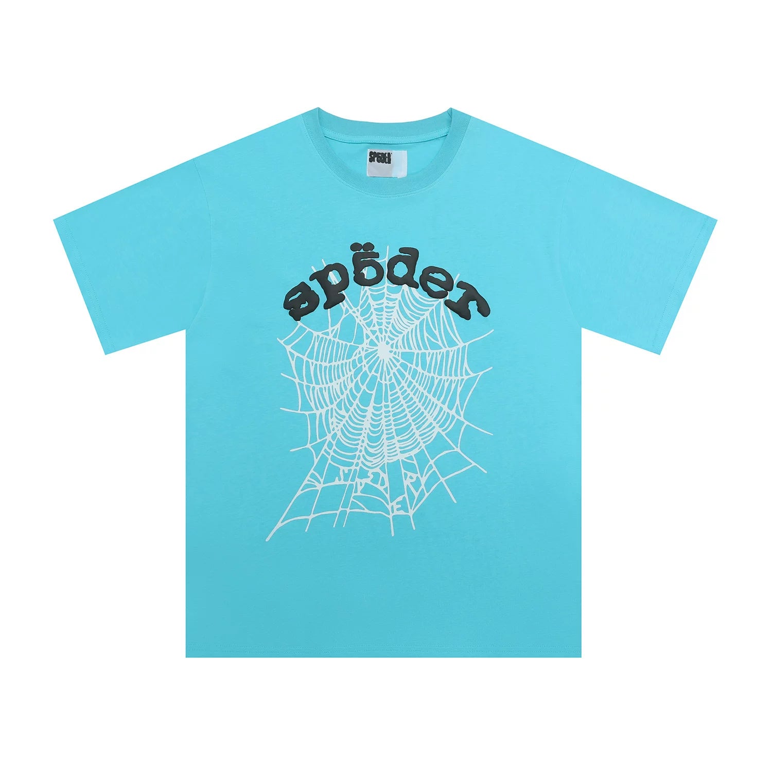 Sp5der European and American high street hip-hop trend brand unisex creative print summer loose cotton short sleeved T-shirt fog (40)