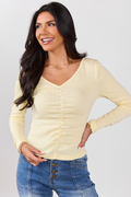 Lillian Yellow Ruched Front Long Sleeve Top SALE