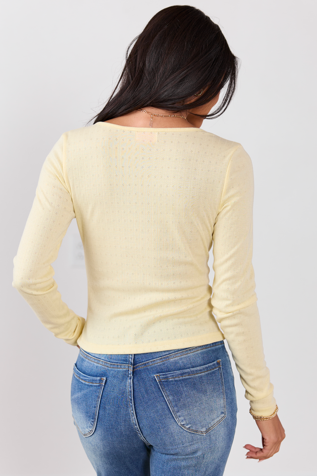 Lillian Yellow Ruched Front Long Sleeve Top SALE