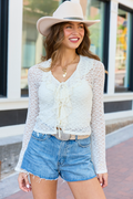 Gywneth Ivory Lace Mesh Cardigan Top