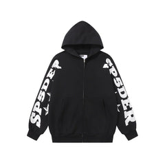 Sp5der Sleeve Logo Zip Hoodie — Black