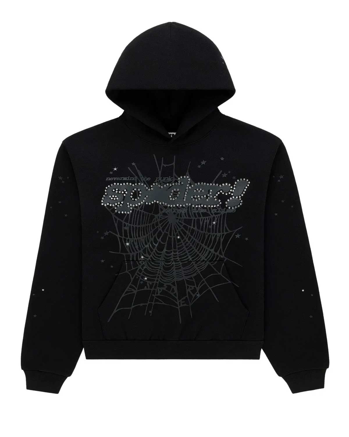 Sp5der P*nk V2 Rhinestone Hoodie Black