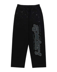 Sp5der P*nk V2 Rhinestone Sweatpants Black