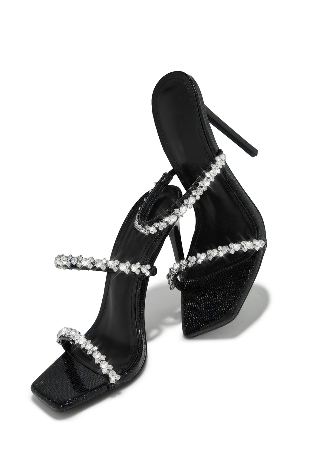 Amyna Embellished High Heel Mules - Black