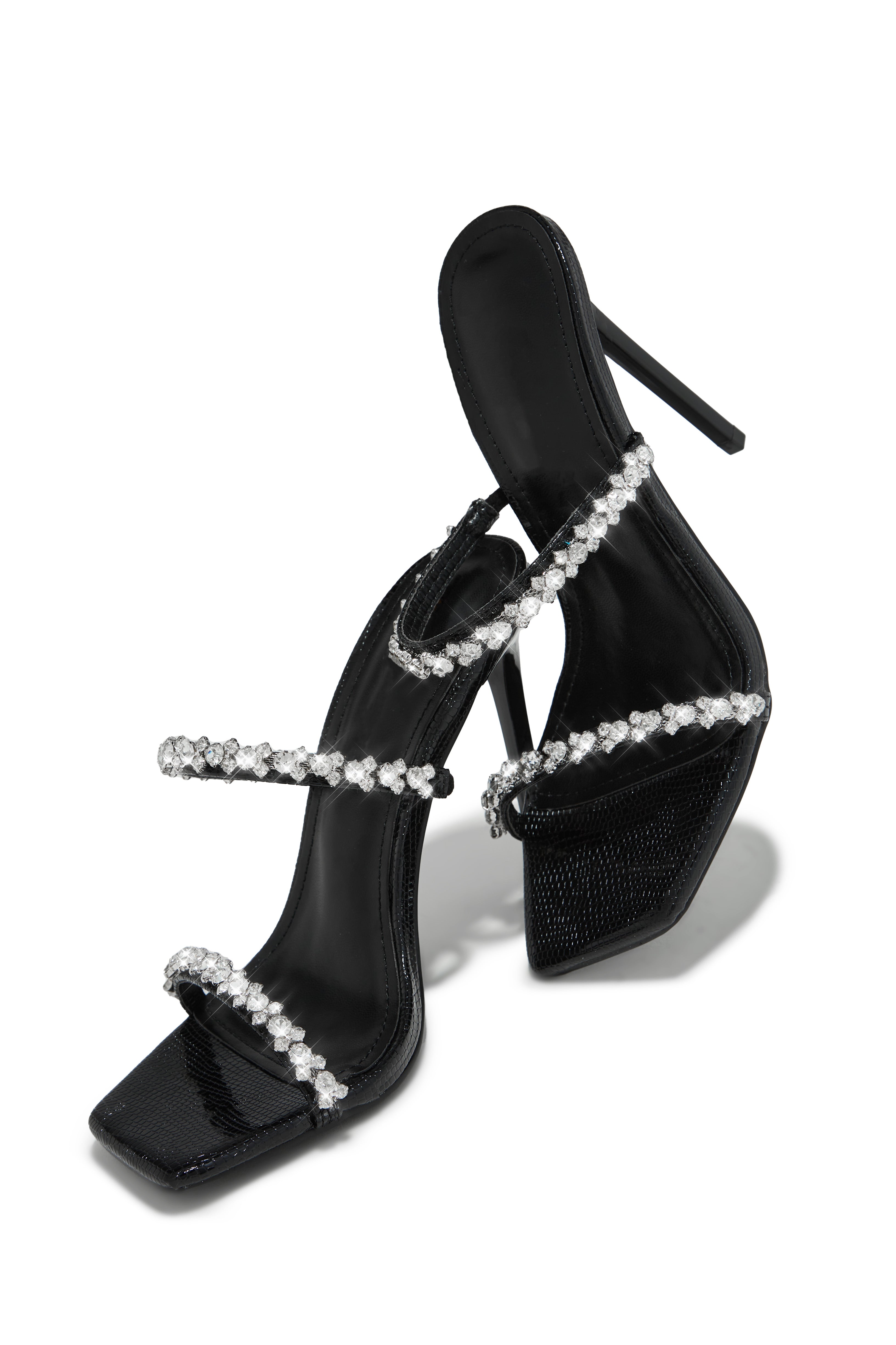 Amyna Embellished High Heel Mules - Black