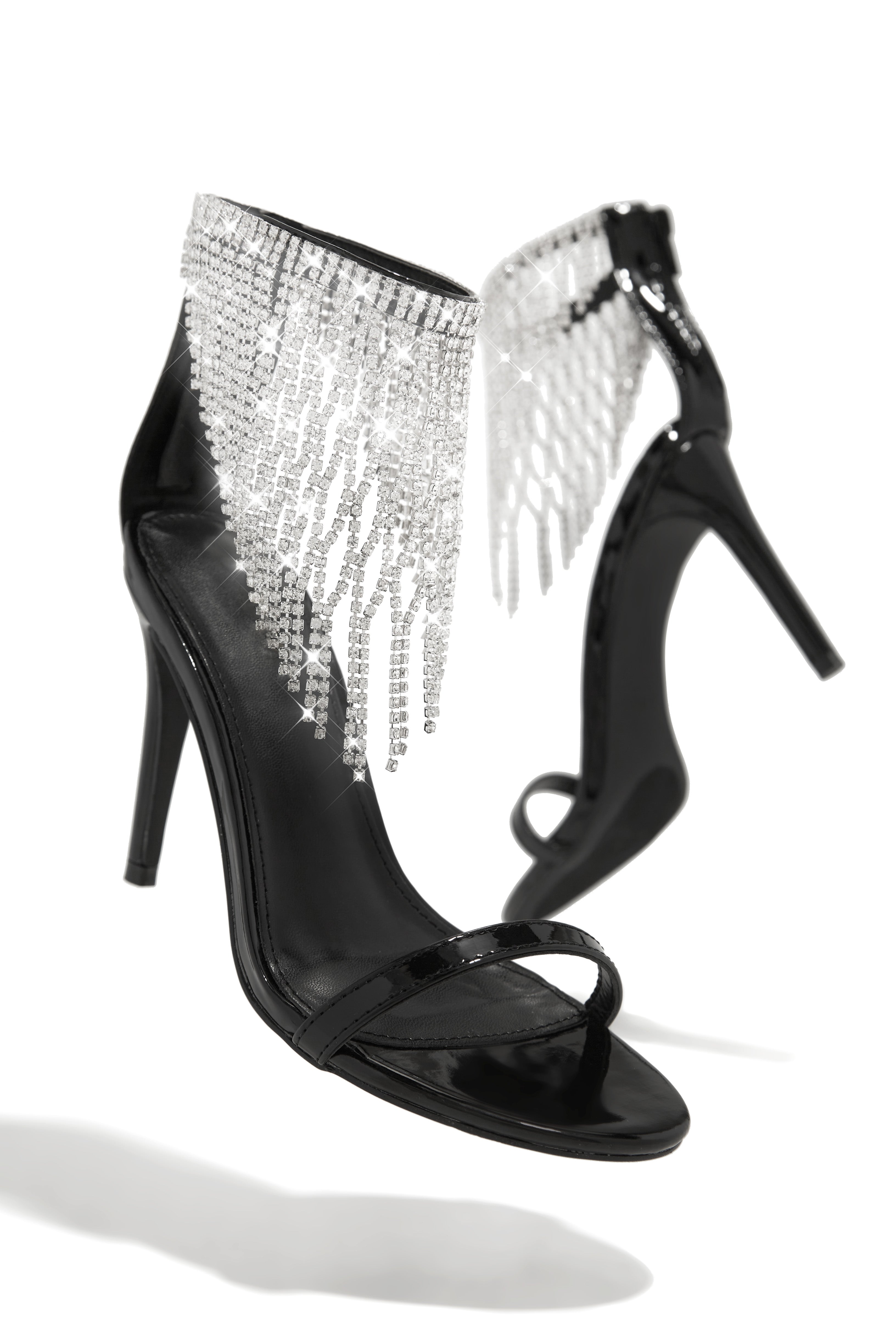 Formal Icon Embellished Dangle Heels - Black