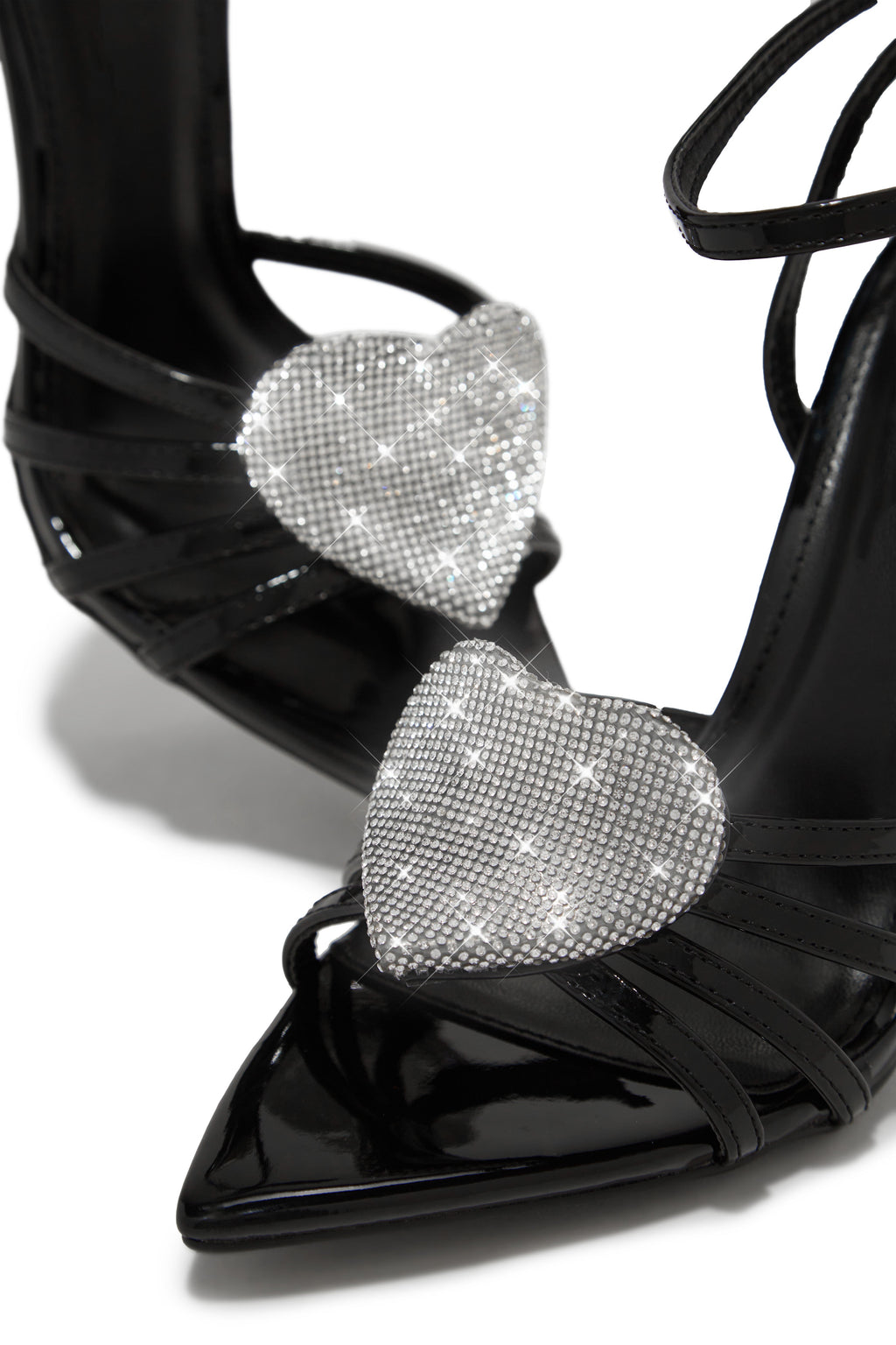 Heartbreaker Heart Embellished High Heels - Black