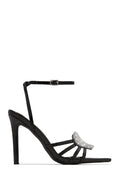 Heartbreaker Heart Embellished High Heels - Black