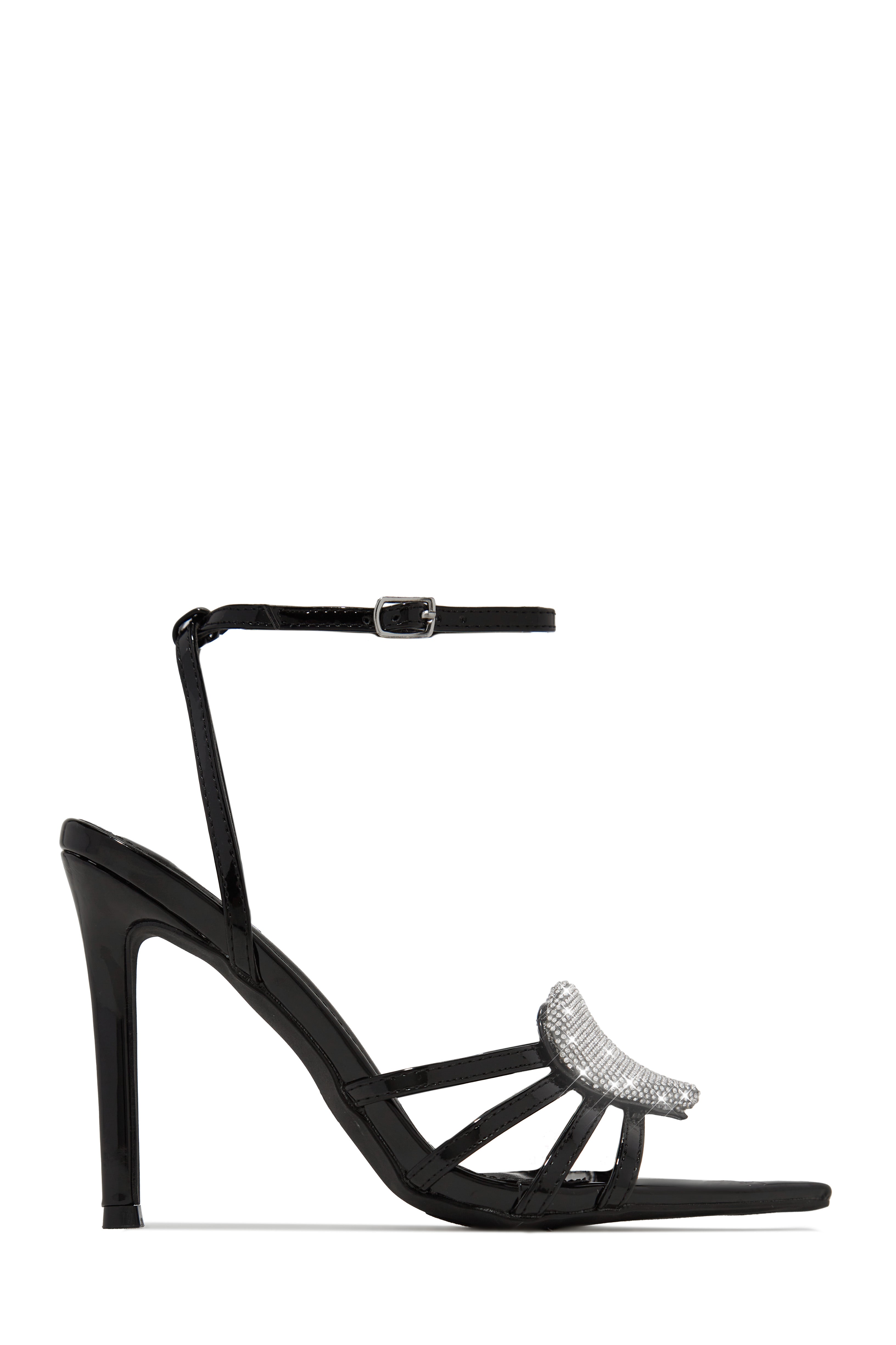 Heartbreaker Heart Embellished High Heels - Black