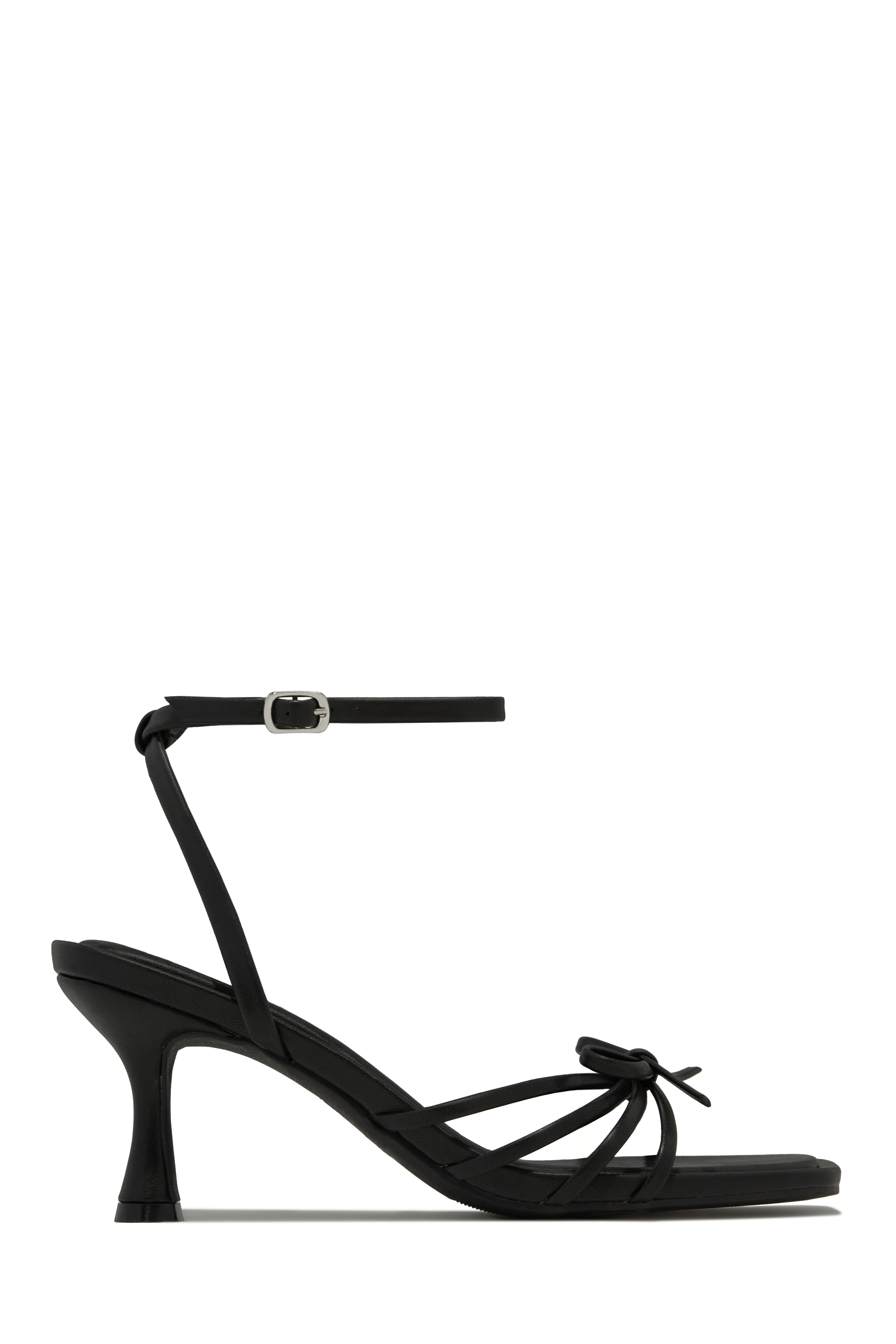 Denaya Ankle Strap Mid Heels - Black