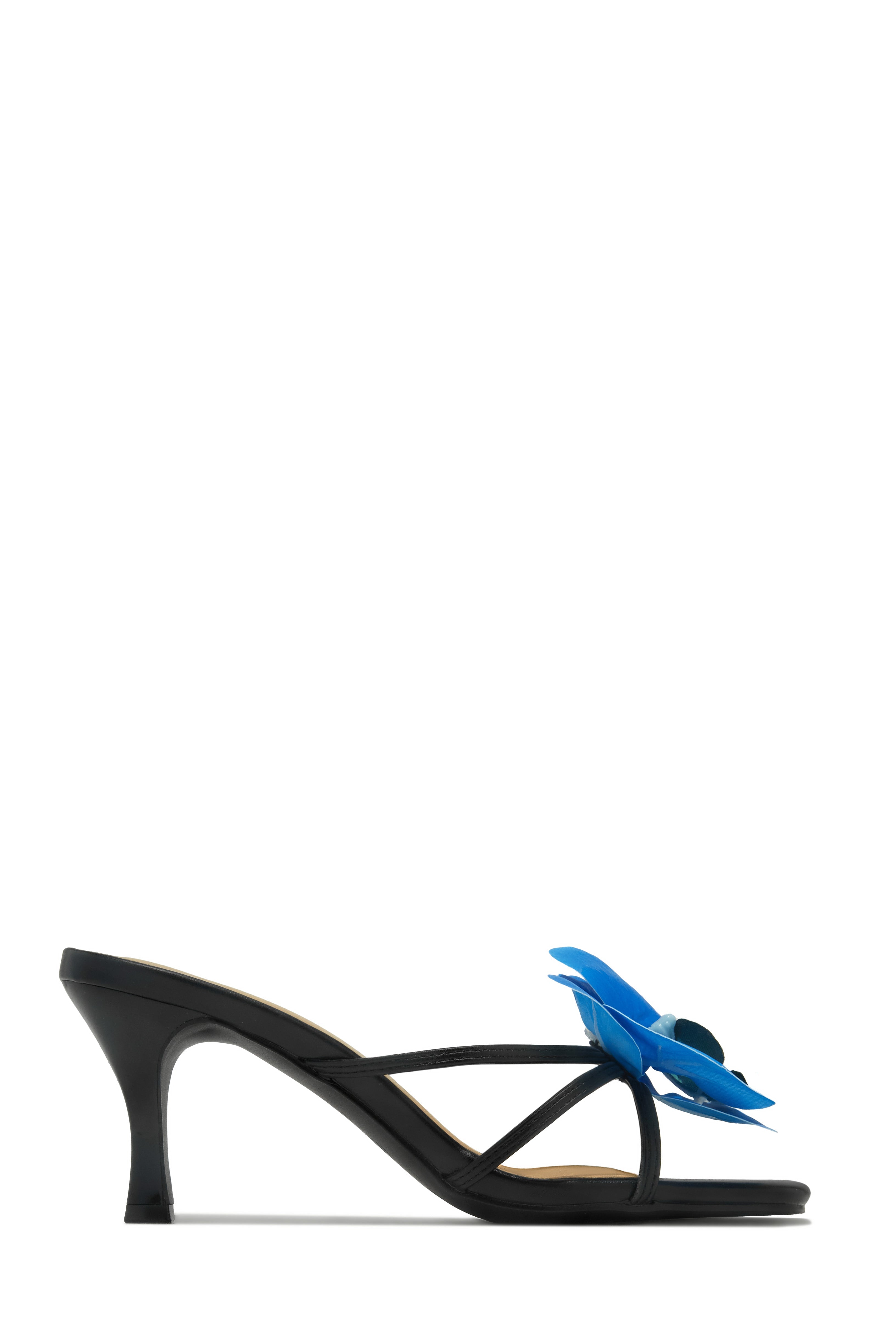 Malia Floral Mid Heel Mules - Black