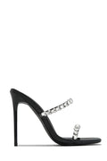 Amyna Embellished High Heel Mules - Black