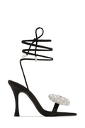 Ciela Lace Up Embellished Bow Heels - Black