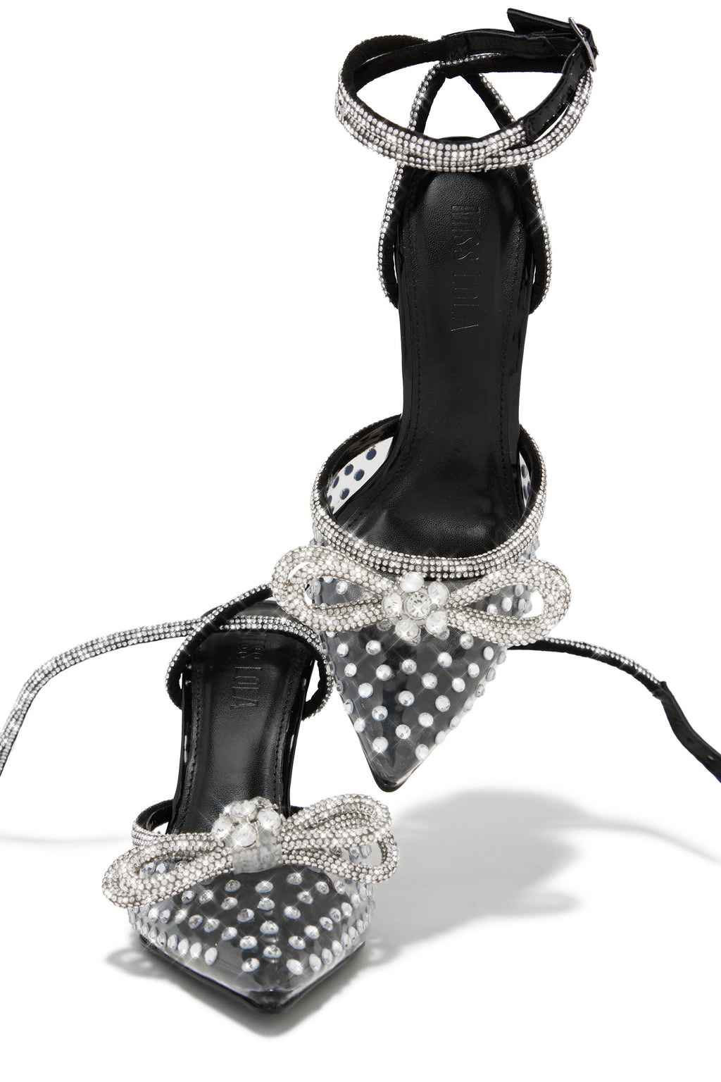 Elina Embellished Ankle Strap Pumps - Black