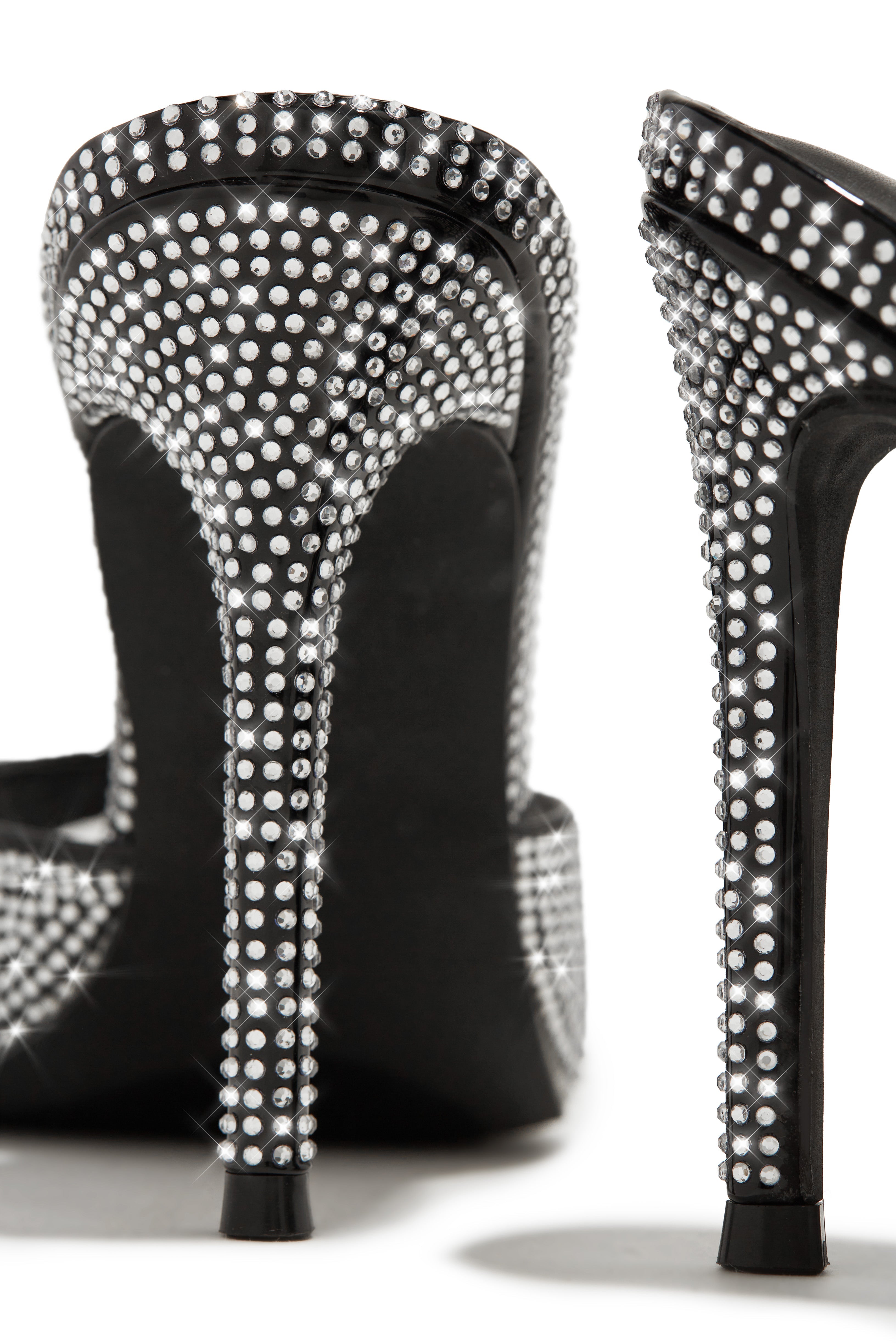 Amiah Embellished High Heel Mules - Black