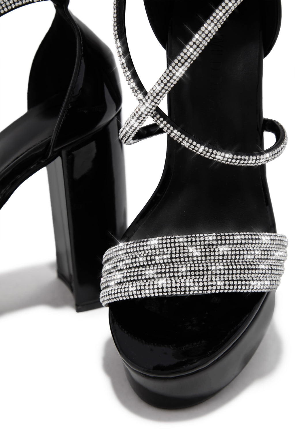 Special Nights Embellished Platform Block Heels - Black