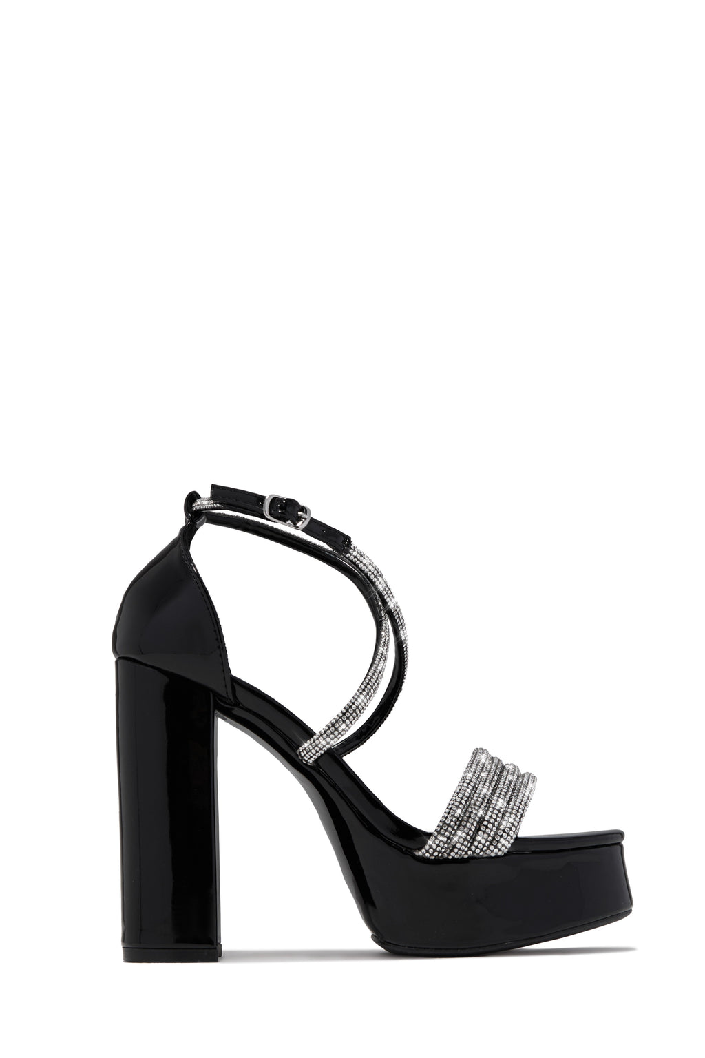 Special Nights Embellished Platform Block Heels - Black