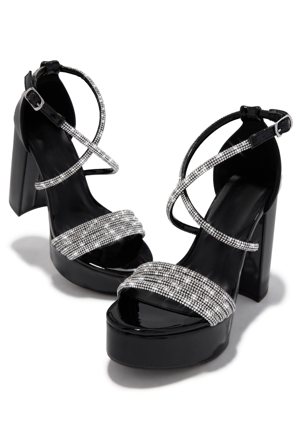 Special Nights Embellished Platform Block Heels - Black