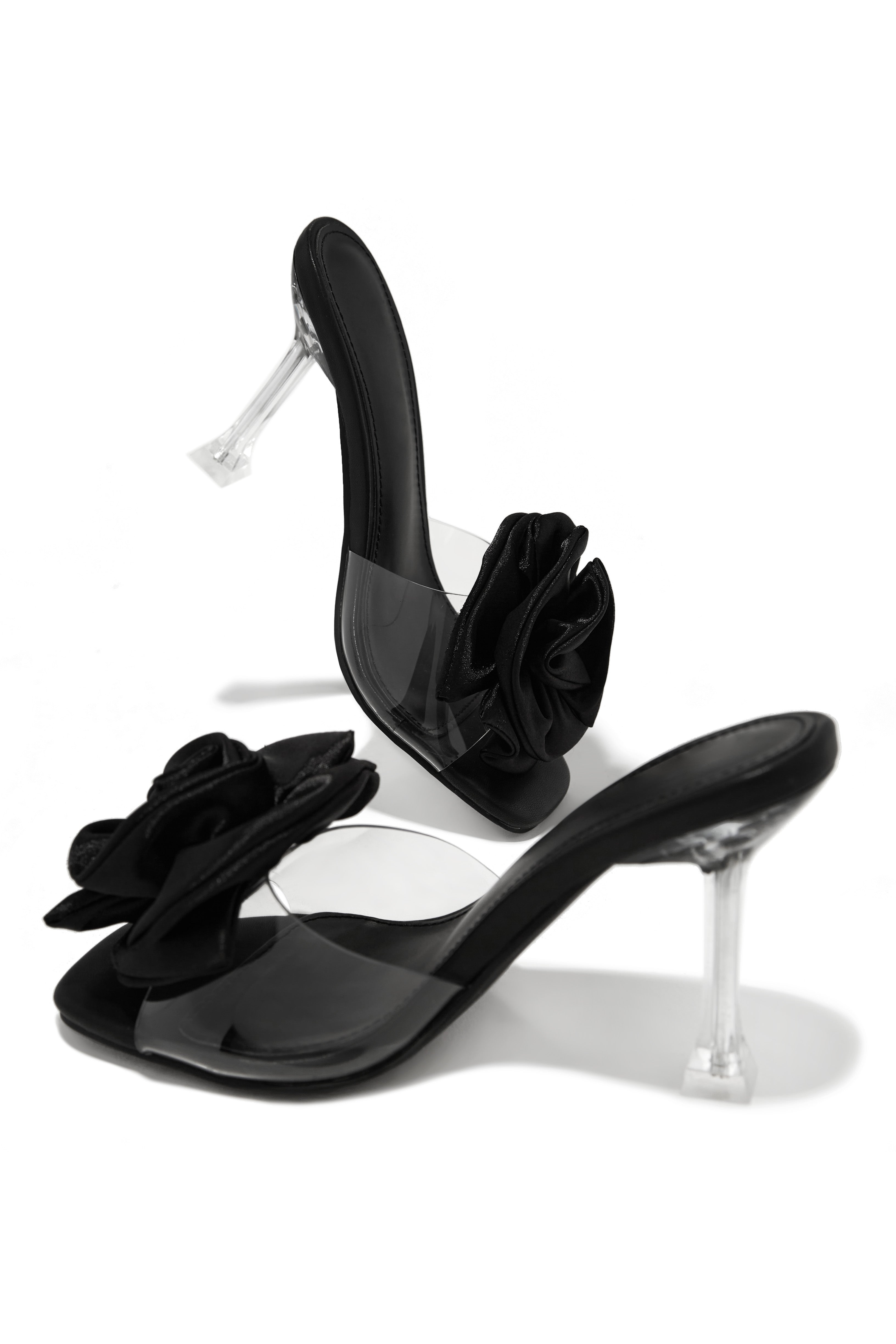 Jardine Floral Single Sole Mules - Black