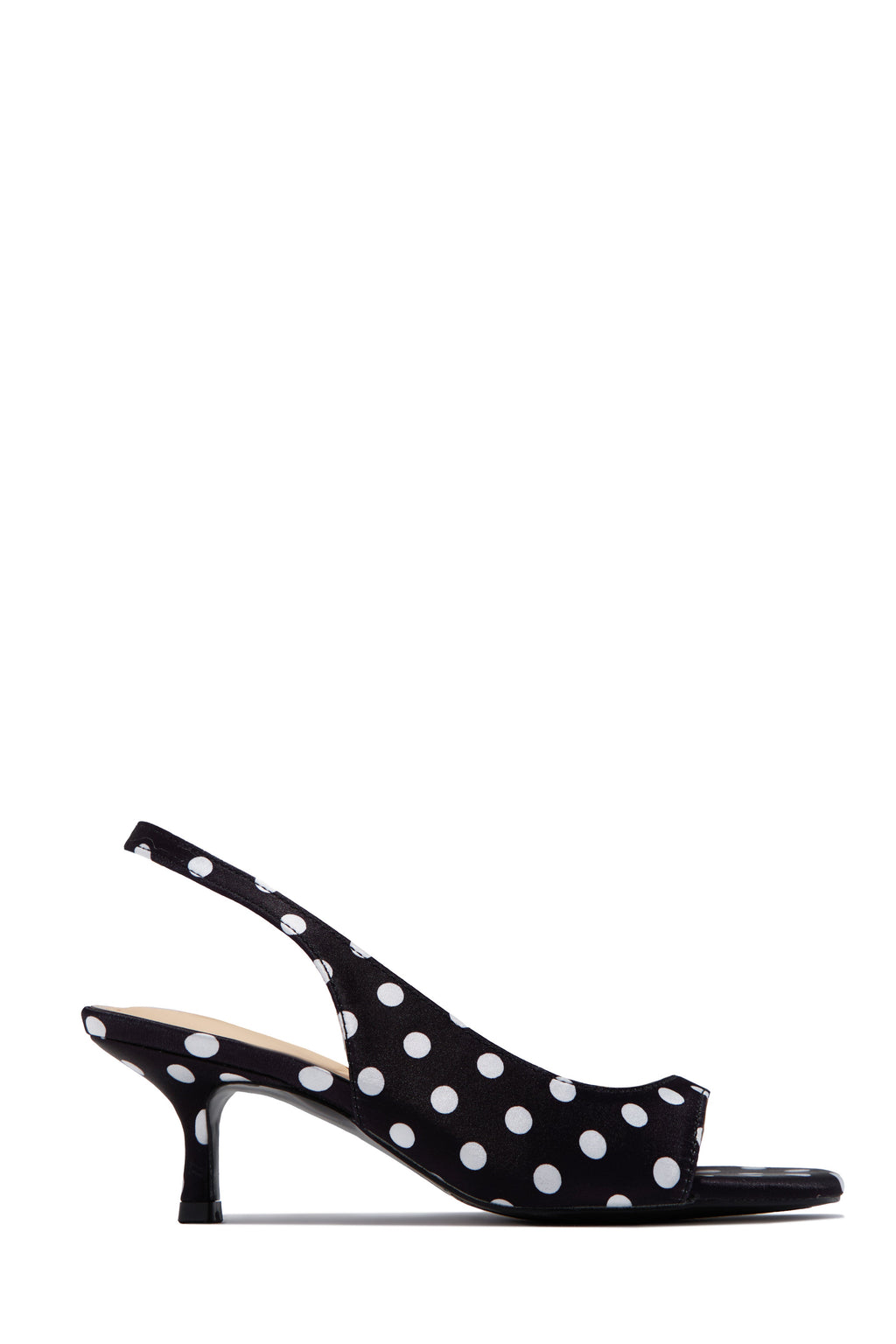 Becca Slingback Mid Heels - Black Polka Dot